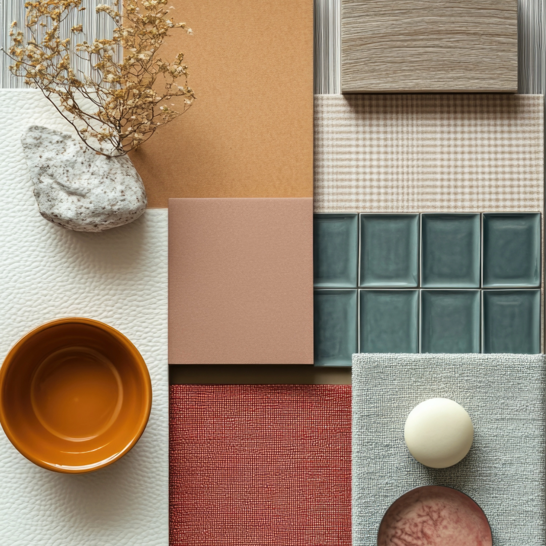 Muestras de pisos porcelánicos en diferentes colores y acabados, mostrando opciones para elegir el diseño ideal.