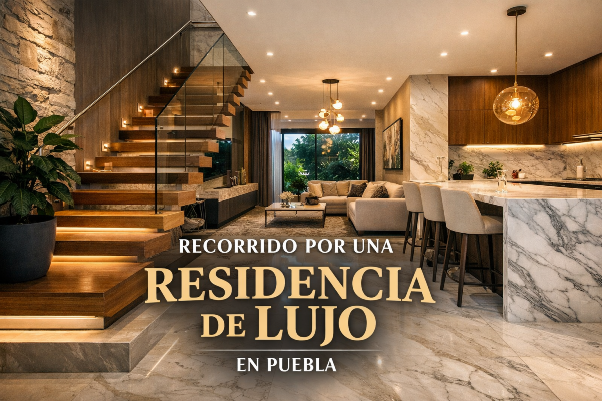 Residencia en Puebla con pisos porcelánicos efecto mármol y acabados de lujo de Grupo Dalvi