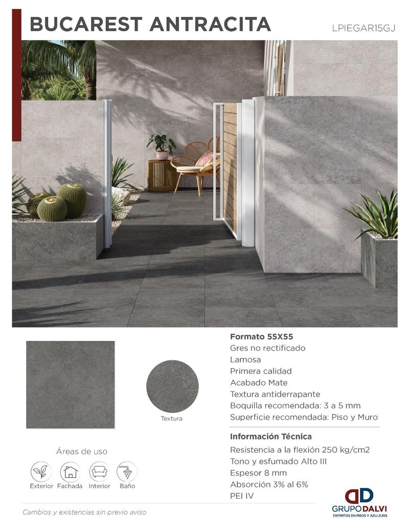 Ficha técnica piso Lamosa Bucarest Antracita