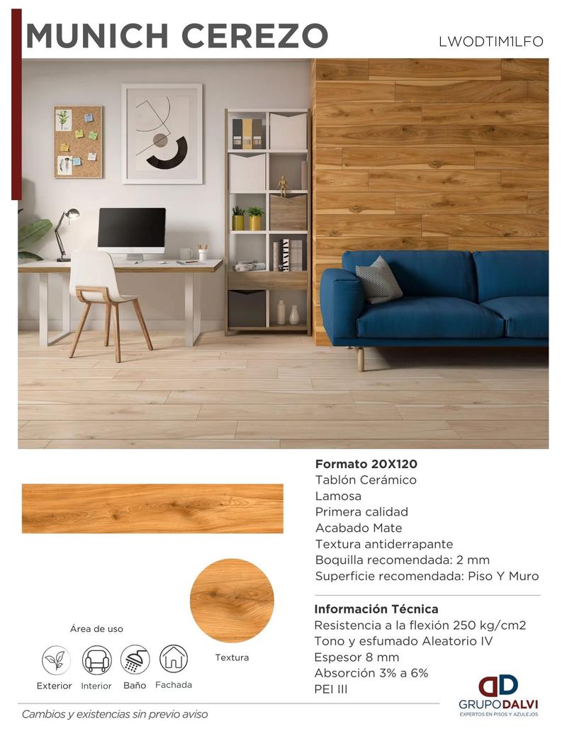Ficha técnica piso Lamosa Munich Cerezo