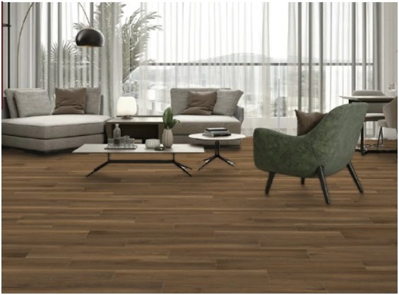 Sala de una casa en México con piso porcelánico símil madera, ejemplo de proyecto coordinado a distancia con Grupo Dalvi para familias mexicanas en Estados Unidos