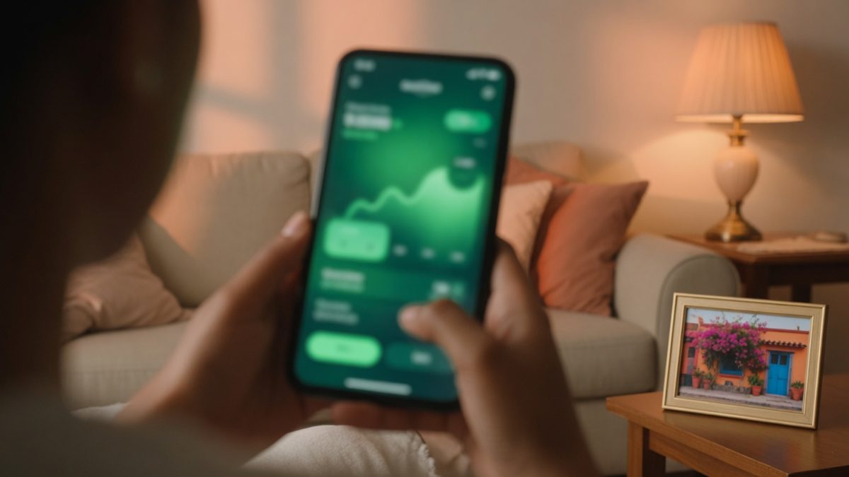 Persona pagando desde Estados Unidos con la app Wise en su celular — Grupo Dalvi Puebla