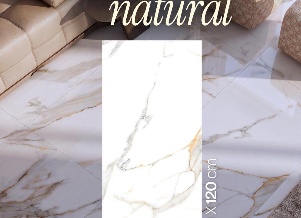 Porcelanato Miami Natural acabado brillo 60x120 cm instalado en sala moderna, oferta agosto 2026 Grupo Dalvi Puebla