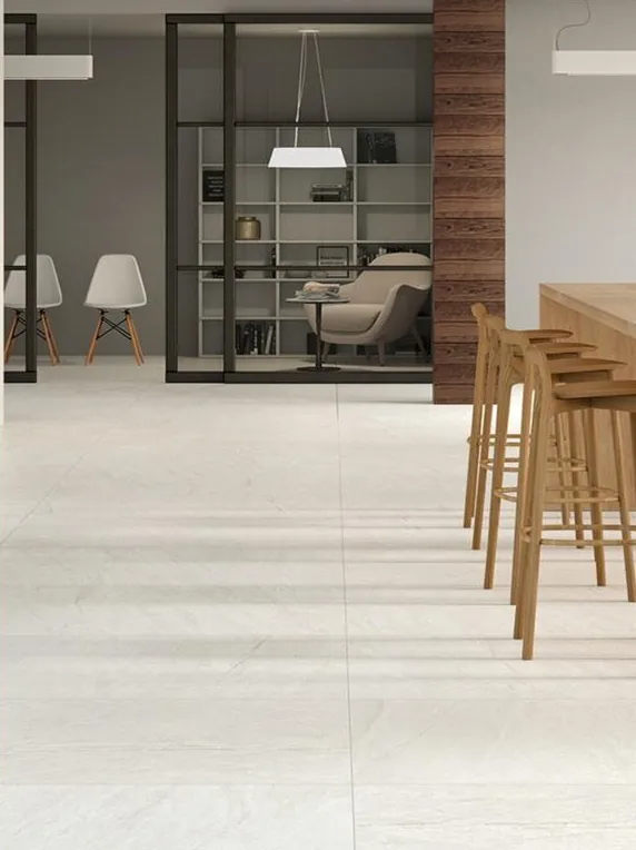 Ambiente de referencia del piso Helsinki 60x120 cm, super gress rectificado mate