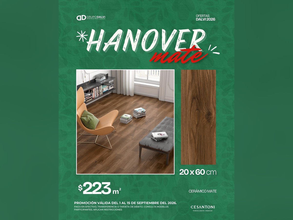 Hanover Mate 20x60 cm, cerámico mate de Cesantoni, a 223 pesos el metro cuadrado del 1 al 15 de septiembre de 2026 en Grupo Dalvi Puebla